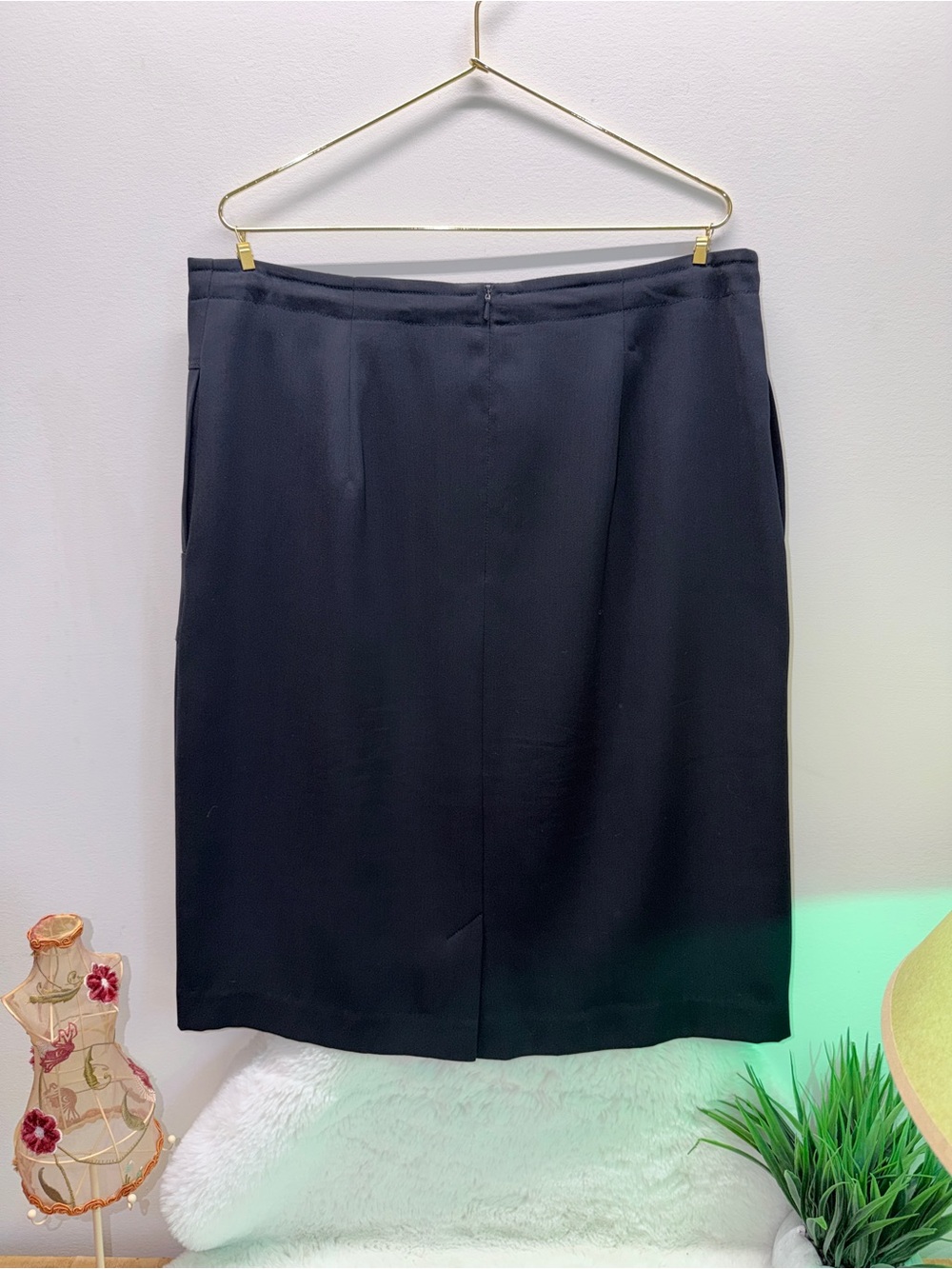 Navy Betty Barclay Drawstring Side & Front Pockets Lined Pencil Skirt ๐ 34โW - Picture 2 of 7
